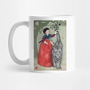 Brave Woman Black Tiger in Hanbok Mug